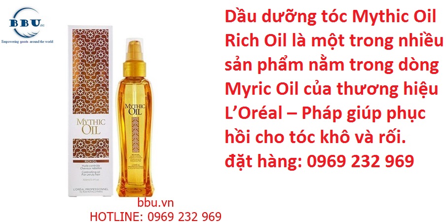 Dầu dưỡng tóc Mythic Oil Rich Oil là một trong nhiều sản phẩm nằm trong dòng Myric Oil của thương hiệu L’Oréal – Pháp giúp phục hồi cho tóc khô và rối.