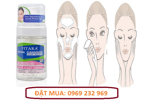 Bọt rửa mặt làm sạch da Vitara Facial Cleansing Foam Mousse
