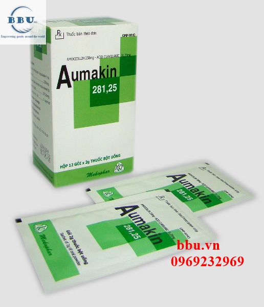 Công dụng Thuốc kháng sinh điều trị viêm xoang, viêm amidan, nhiễm khuẩn đường hô hấp Aumakin 281,25