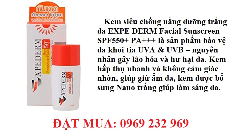 Kem siêu chống nắng EXPE DERM Facial Sunscreen SPF50+ PA+++