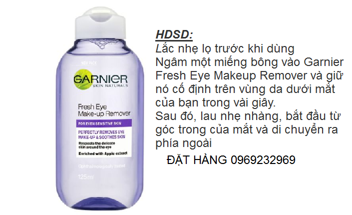 Nước tẩy trang mắt garnier fresh eye makeup remover - 2