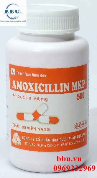Thuốc kháng sinh điều trị hô hấp, đường mật, tiêu hóa, tiết niệu, sinh dục Amoxicillin MKP 500