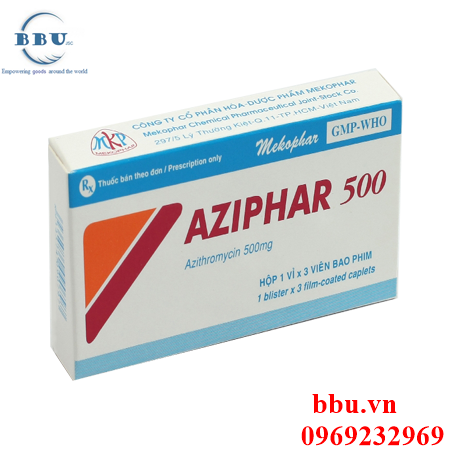 Thuốc kháng sinh điều trị viêm phế quản, viêm phổi, viêm xoang, viêm amidan  Aziphar 500