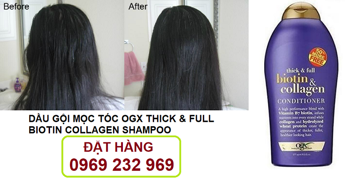 Dầu gội mọc tóc Ogx Thick Full Biotin Collagen Shampoo