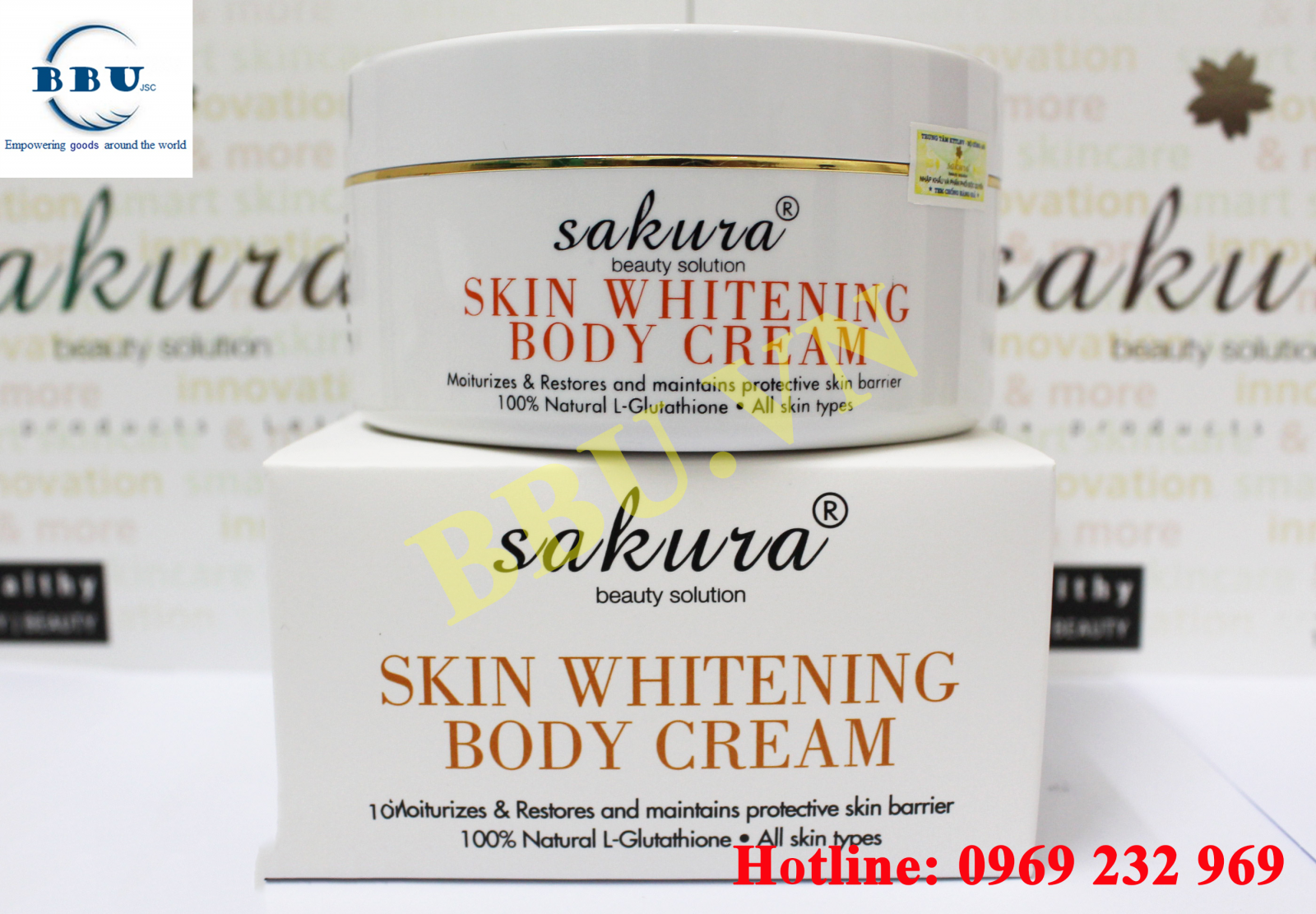 Kem dưỡng thể trắng da toàn thân Sakura Skin Whitening L-Glutathione Body Cream