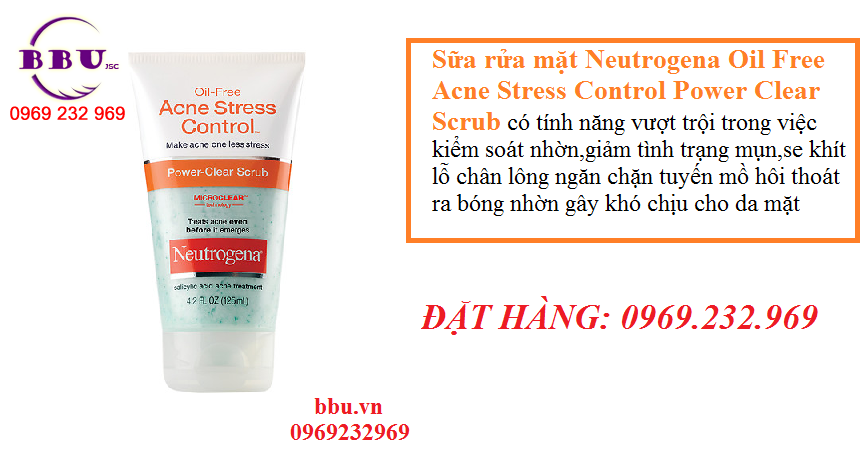 Sữa rửa mặt Neutrogena Oil Free Acne Stress Control Power Clear Scrub