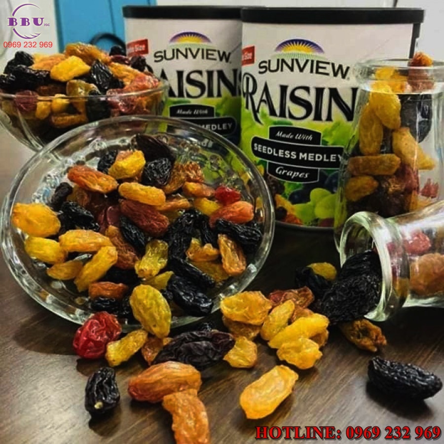 Giới thiệu về sản phẩm Nho Khô Mỹ Không Hạt Sunview Raisins