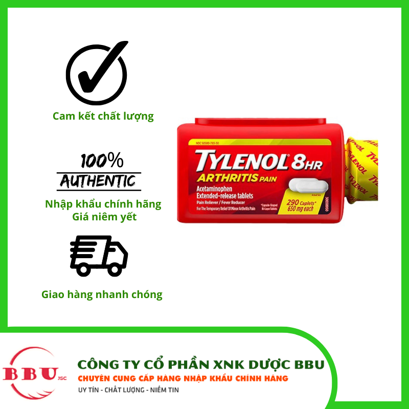 [HOT] Giảm đau hạ sốt hiệu quả với viên uống Tylenol 8Hr Arthritis Pain 650 mg của Mỹ