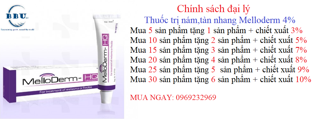 Phân phối sản phẩm thuốc trị nám melloderm 4% Thái Lan