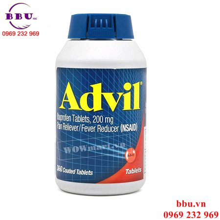 Thành phần của sản phẩm Thuốc giảm đau hạ sốt Advil 360 viên của Mỹ