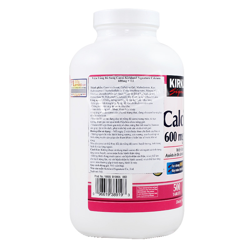 Mua thuốc điều trị xương khớp Canxi Kirkland Calcium 600mg -D3 hộp 500 viên của Mỹ