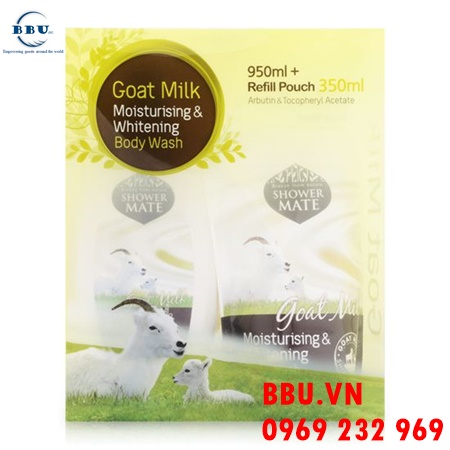 Bộ sữa tắm Shower Mate Goat Milk Moisturising Whitening