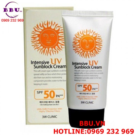 Kem chống nắng 3W Clinic Intensive UV Sunblock Cream SPF 50+ PA+++