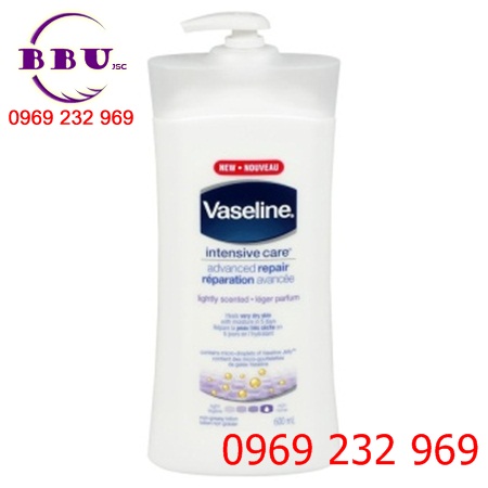 Sữa dưỡng thể Vaseline Intensive Care Advanced Repair màu trắng 600ml của Mỹ
