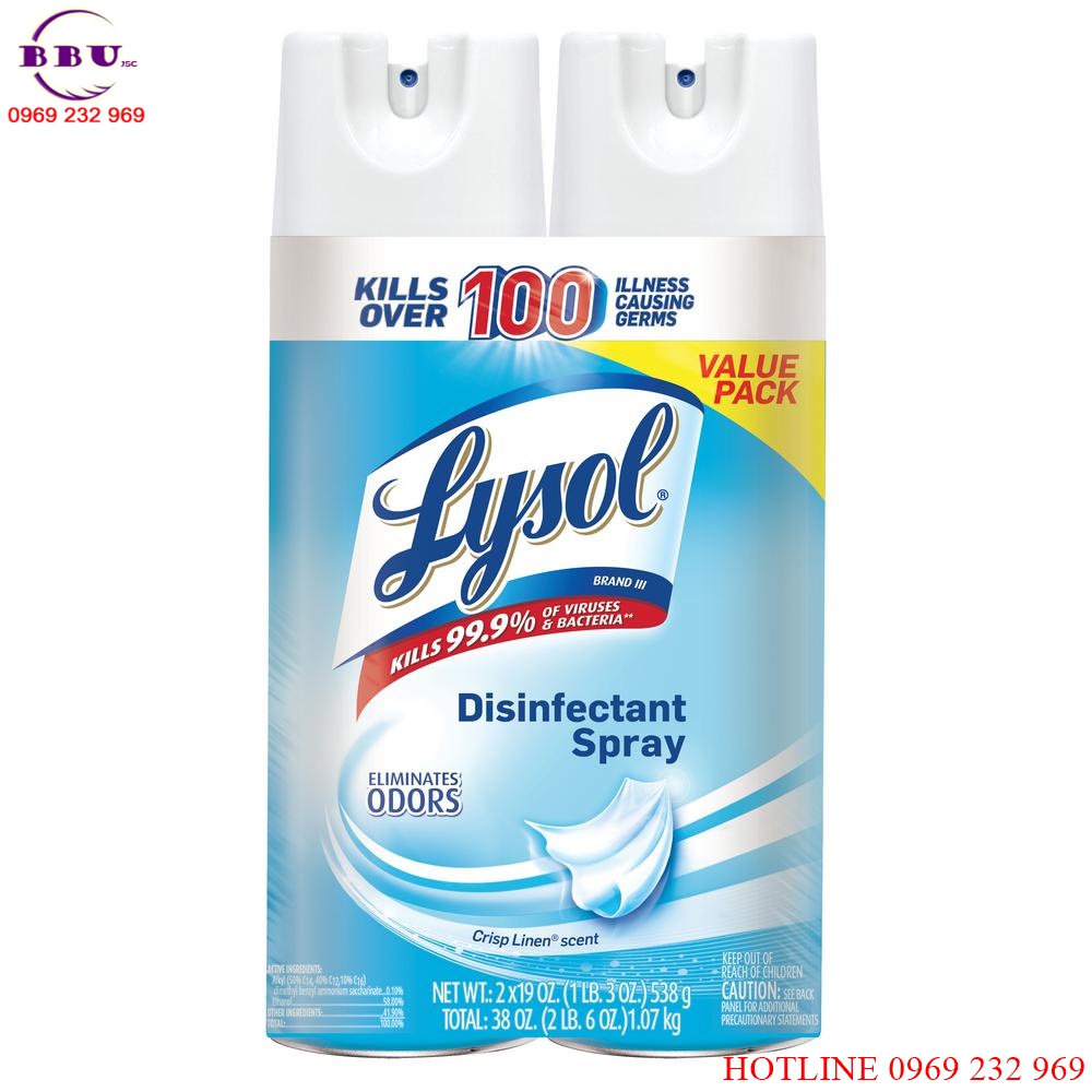 2 Chai Xịt Diệt Khuẩn Lysol Disinfectant Spray