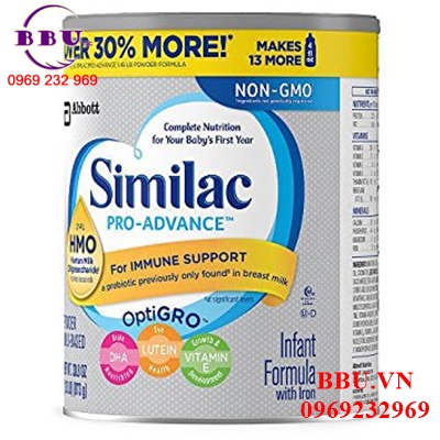 Sữa bột Similac Pro Advanced HMO NON - GMO dành cho bé từ 0-12 tháng 1.02kg của Mỹ