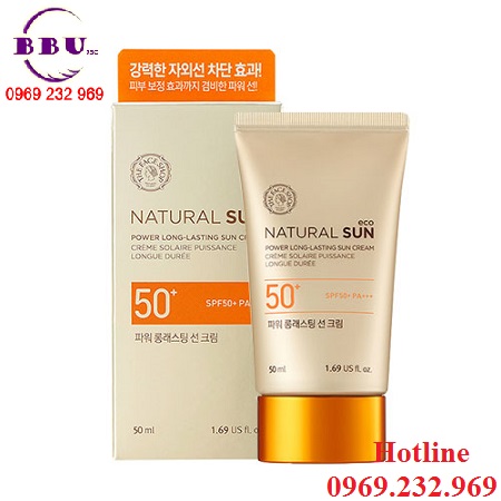 Kem chống nắng the face shop natural sun eco power long-lasting sun cream spf 50 pa +++