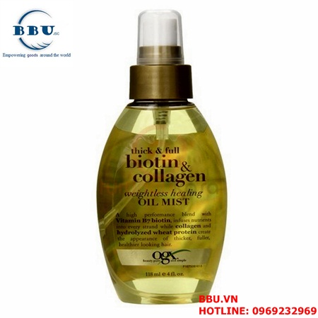 Dầu xịt dưỡng tóc Organix Biotin & Collagen Oil Mist