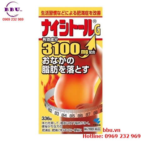 Thuốc uống làm giảm mỡ bụng Naishitoru G 3100 Kobayashi hộp 336 viên của Nhật