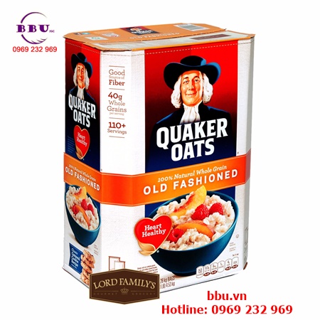 Yến mạch ăn liền nguyên chất Quaker Oats Old Fashioned hộp 4,52kg của Mỹ