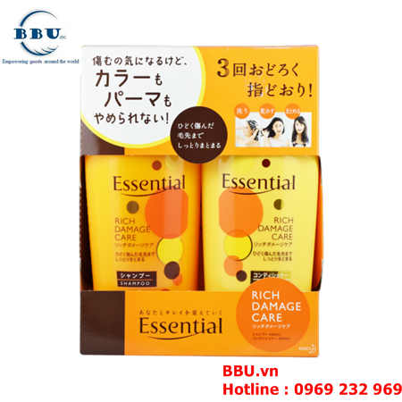 Bộ dầu gội và xả dưỡng tóc Kao Essential Nhật Bản