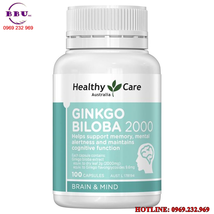 Bổ não Ginkgo Biloba Healthy Care Úc