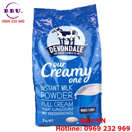 Sữa Tươi Dạng Bột Nguyên Kem Devondale Our Creamy One túi 1kg của Úc ( xanh dương)