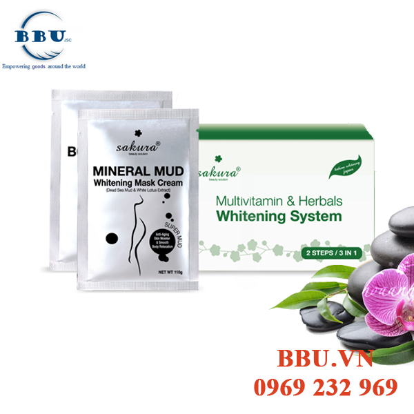Bộ kem tắm trắng vitamin và thảo dược Sakura Multivitamin & Herbal Whitening System