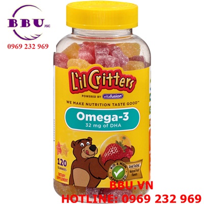 Kẹo gấu dẻo Omega-3 bổ sung DHA Gummy Fish™ hộp 180 viên của Mỹ