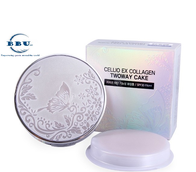Phấn phủ siêu mịn chống nắng Cellio Ex Collagen TwoWay Cake