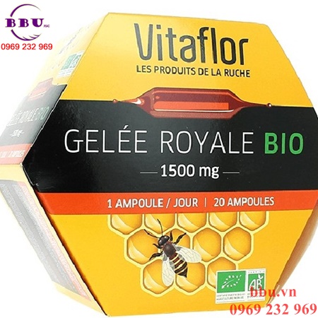 Sữa ong chúa Vitaflor Gelee Royale Bio 1500mg 20 ống của Pháp