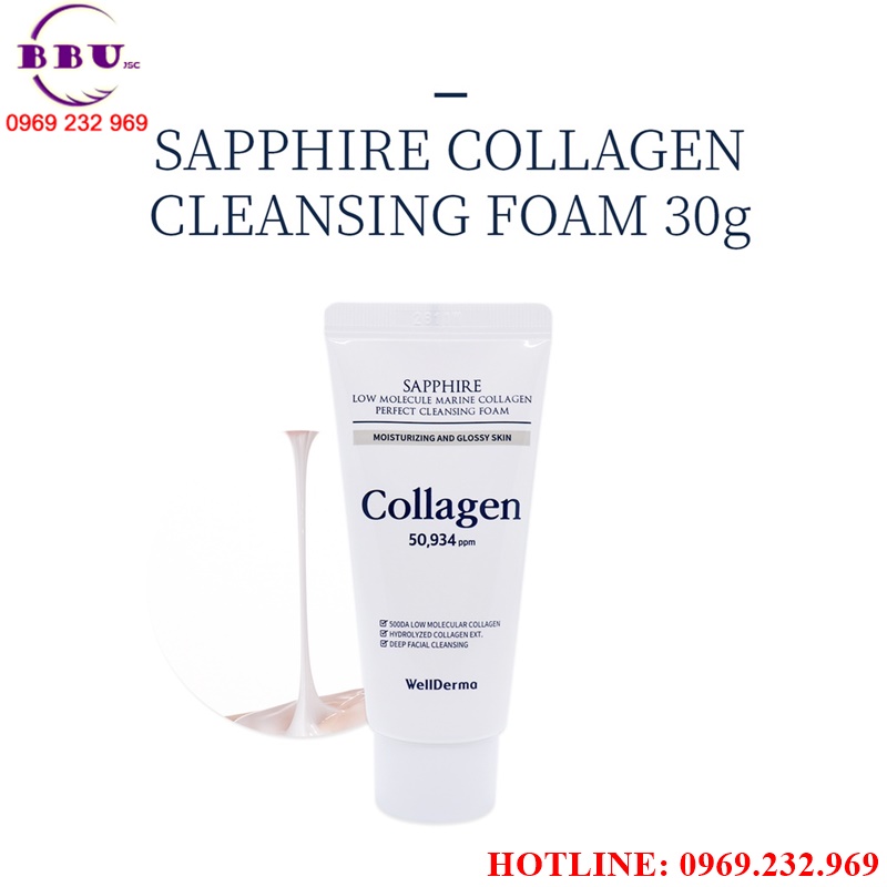 Sữa rửa mặt WellDerma Sapphire Low Molecule Marine Collagen
