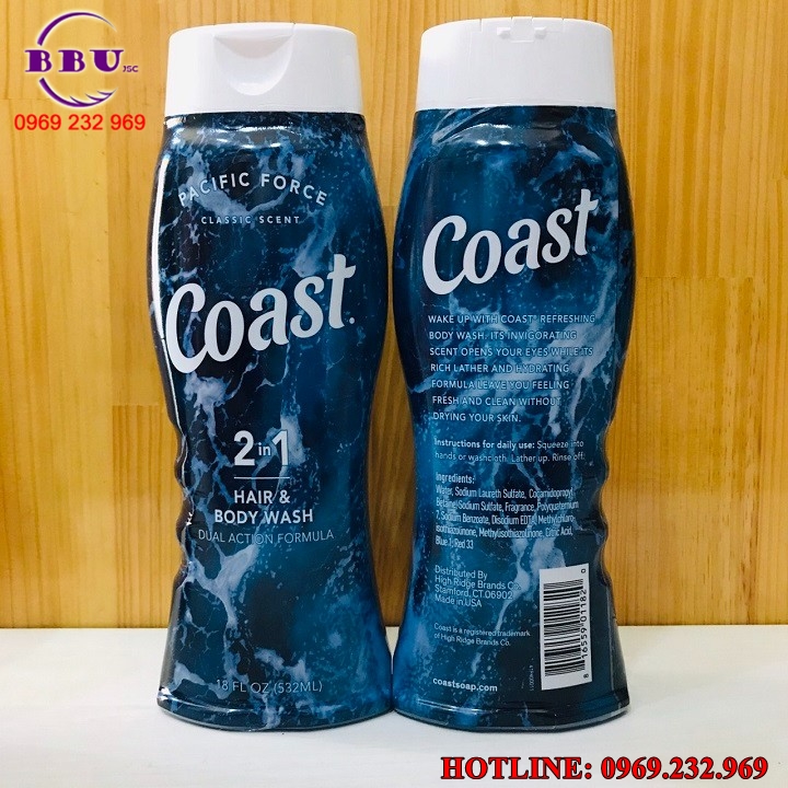 Sữa tắm Coast 2in1 Hair & Body Wash Classic Scent
