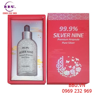 Dưỡng da mịn màng, dưỡng trắng, chống lão hóa da - Serum bạc 99.9% Silver Nine Premium Ampoule của Hàn Quốc