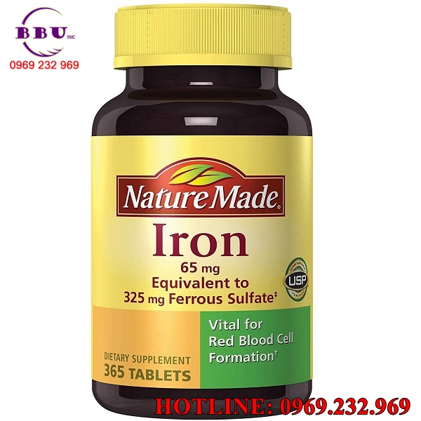 Viên uống hỗ trợ bổ sung sắt Nature Made Iron 65mg
