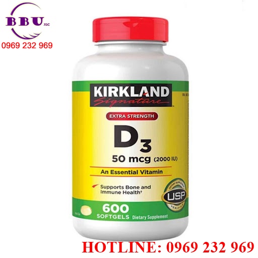 Viên Uống Vitamin D3 2000 IU Kirkland Signature