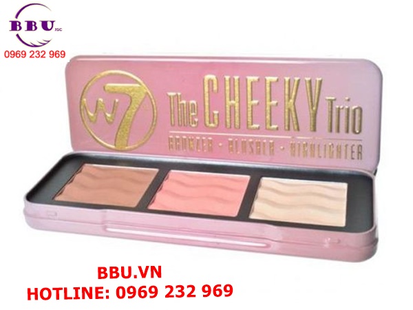 Phấn má hồng tạo khối W7 The Cheeky Trio Bronzer Blusher Highlighter