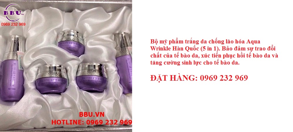 Bộ mỹ phẩm trắng da chống lão hóa Aqua Wrinkle Hàn Quốc (5 in 1)