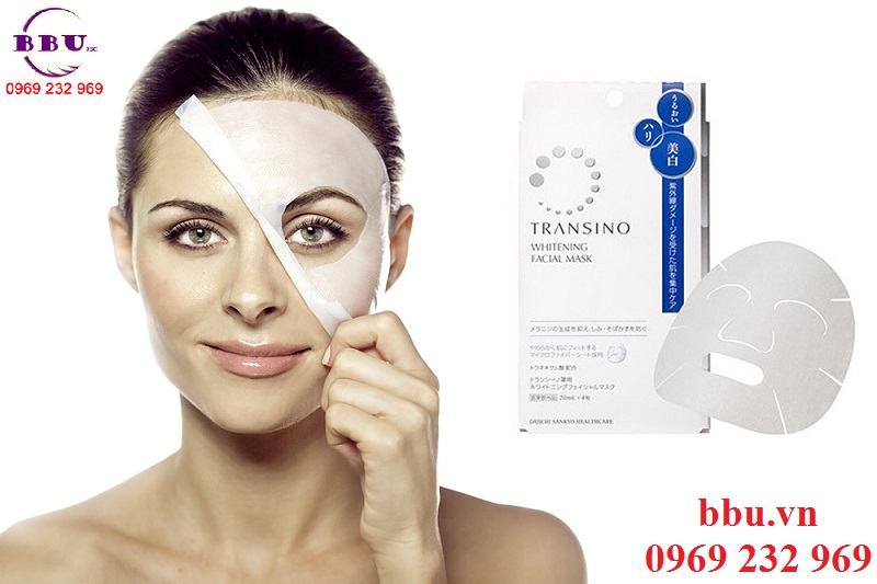 Mặt nạ làm trắng da Transino Whitening Facial Mask của Nhật