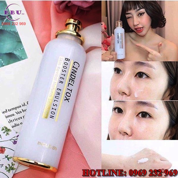 Hướng cách dẫn sử dụng Nhũ tương dưỡng trắng Cindel Tox Booster Emulsion