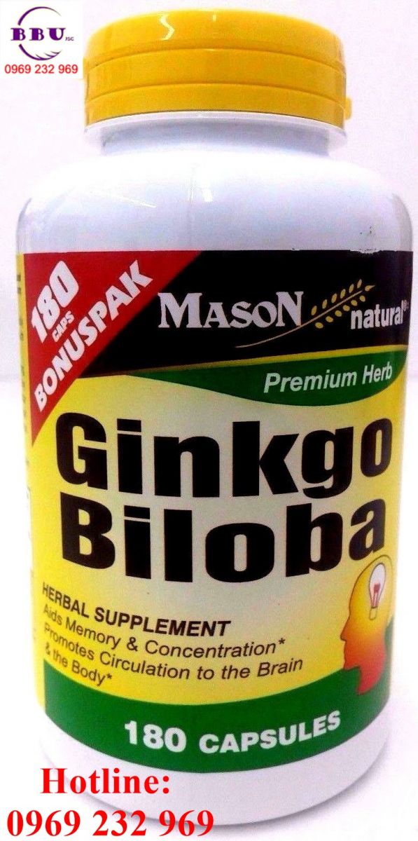 Thuốc tăng cường trí nhớ Ginkgo Biloba 500mg Hộp 180 Viên