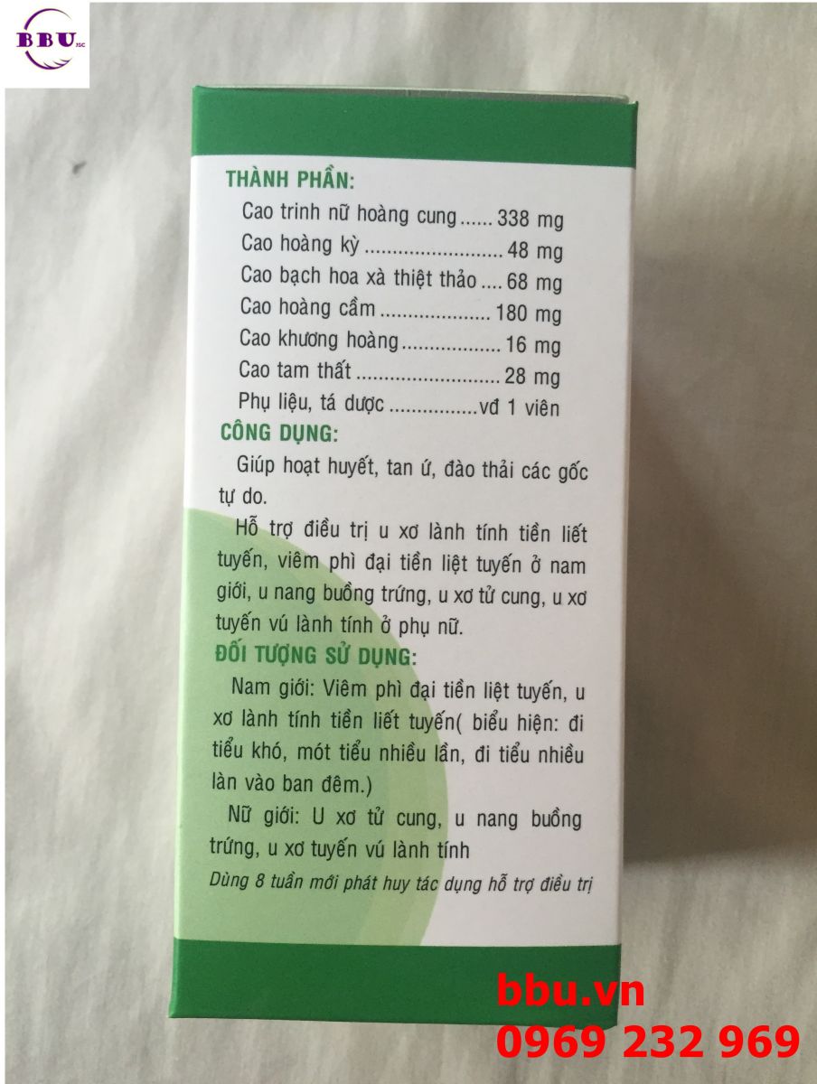 Trinh nữ hoàng cung 100% thảo dược thiên nhiên điều trị u xơ tử cung, u nang buồng trứng