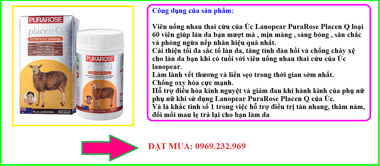 Viên uống nhau thai cừu PuraRose Placen