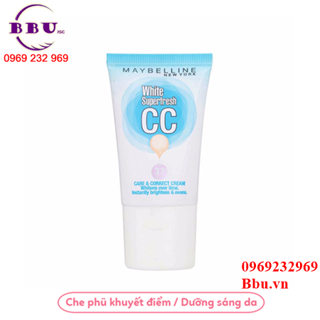 Kem trang điểm dưỡng trắng maybelline white super fresh cc cream