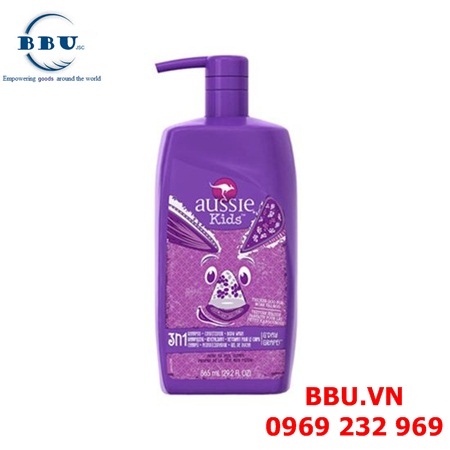 Gel tắm – gội – xả aussie kid's 3 in 1 g'day grape