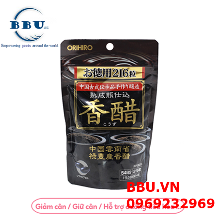 Giấm đen giảm cân nhật bản orihiro 216 viên