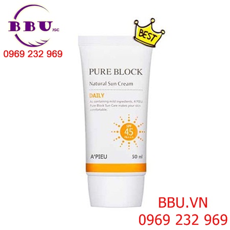 Kem chống nắng apieu pure block natural sun cream