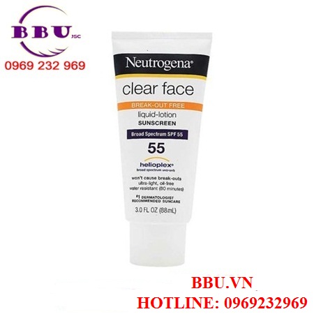 Kem chống nắng neutrogena – clear face liquid lotion sunscreen spf 55