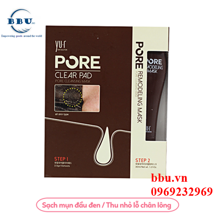 Set lột mụn đầu đen yu.r skin solution pore clear pad và yu.r pore remodeling cleansing mask
