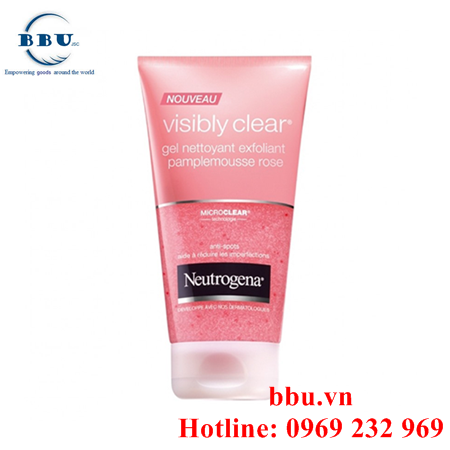 Gel rửa mặt neutrogena visibly clear gel nettoyant exfoliant pamplemousse rose